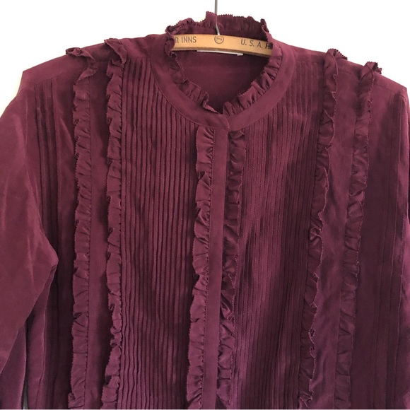 Ulla Johnson Blouse Silk Ruffle Pintuck Nadja US 2 NWT - Picture 4 of 11